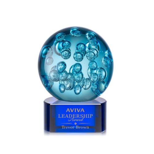 Recognition Awards - Glass Awards - Art Glass Awards - Addison Award on Paragon Base - Blue
