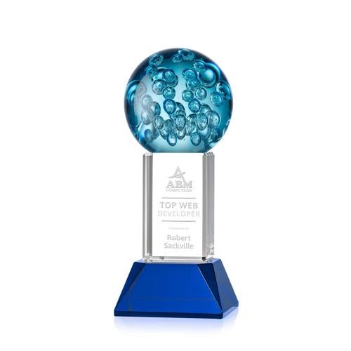 Recognition Awards - Glass Awards - Art Glass Awards - Addison Award on Stowe Base - Blue