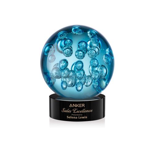 Recognition Awards - Glass Awards - Art Glass Awards - Addison Award on Stanrich Base - Black