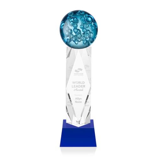 Recognition Awards - Glass Awards - Art Glass Awards - Addison Award on Toscana Base - Blue