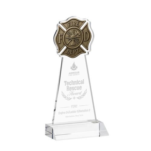 Recognition Awards - Crystal Awards - Fire Dept Award - Clear