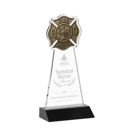 Recognition Awards - Crystal Awards - Fire Dept Award - Black