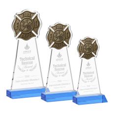 Fire Dept Award - Sky Blue - Blue Crystal Awards