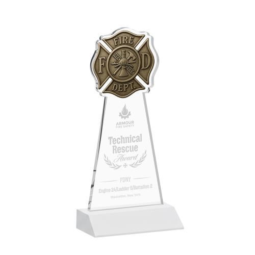 Recognition Awards - Crystal Awards - Fire Dept Award - White