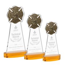 Fire Dept Award on Alberton Base  - Amber - Colored Crystal Awards