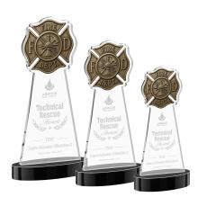Fire Dept Award on Alberton Base - Black - Colored Crystal Awards