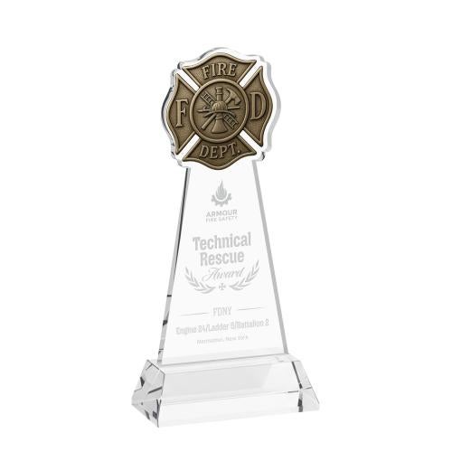 Recognition Awards - Crystal Awards - Fire Dept Award on Hartford Base - Clear
