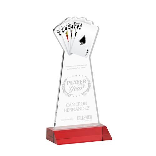 Recognition Awards - Crystal Awards - Poker Award - Red