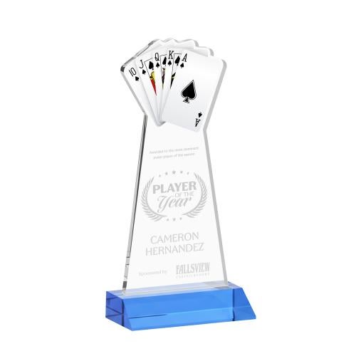 Recognition Awards - Crystal Awards - Poker Award - Sky Blue