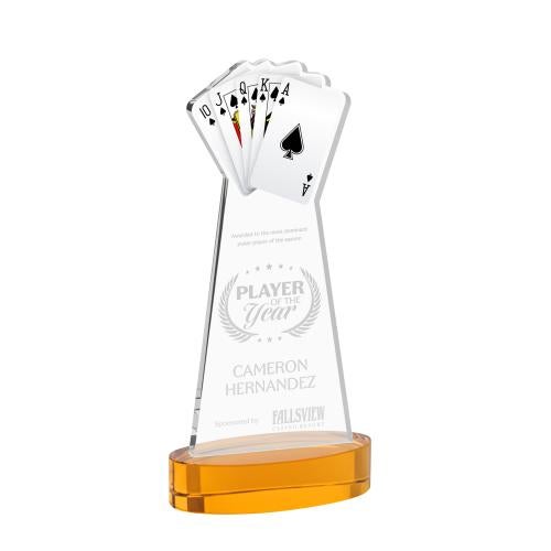 Recognition Awards - Crystal Awards - Poker Award on Alberton Base - Amber