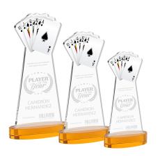 Poker Award on Alberton Base - Amber - Colored Crystal Awards