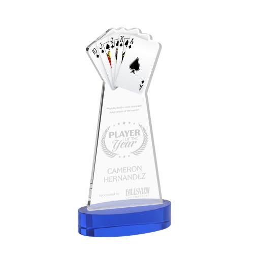 Recognition Awards - Crystal Awards - Poker Award on Alberton Base - Blue