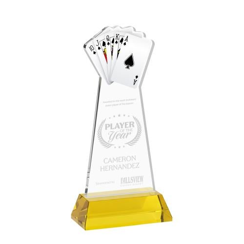 Recognition Awards - Crystal Awards - Poker Award on Hartford Base - Gold