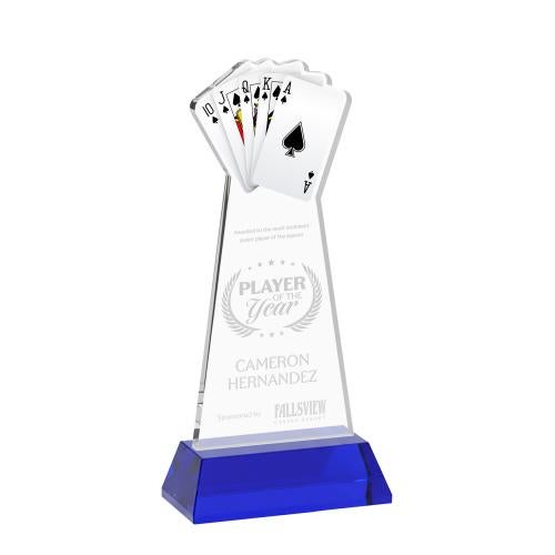 Recognition Awards - Crystal Awards - Poker Award on Hartford Base - Blue