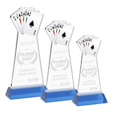 Poker Award on Hartford Base - Sky Blue - Colored Glass Awards