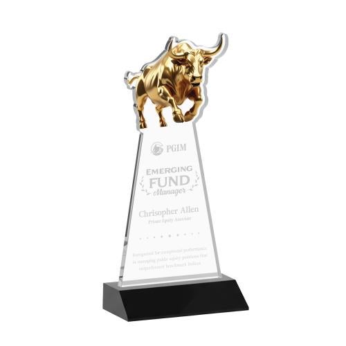 Recognition Awards - Crystal Awards - Raging Bull Award - Black