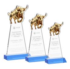 Raging Bull Award - Sky Blue - Colored Glass Awards