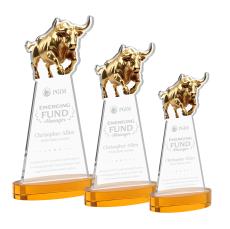 Raging Bull Award on Alberton Base - Amber - Colored Glass Awards