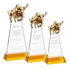 Raging Bull Award on Hartford Base - Amber - Colored Crystal Awards