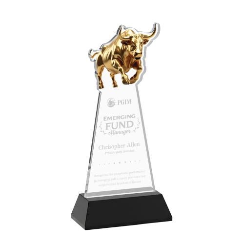 Recognition Awards - Crystal Awards - Raging Bull Award on Hartford Base - Black