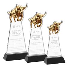 Raging Bull Award on Hartford Base - Black - Colored Crystal Awards