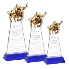 Raging Bull Award on Hartford Base - Blue - Colored Glass Awards