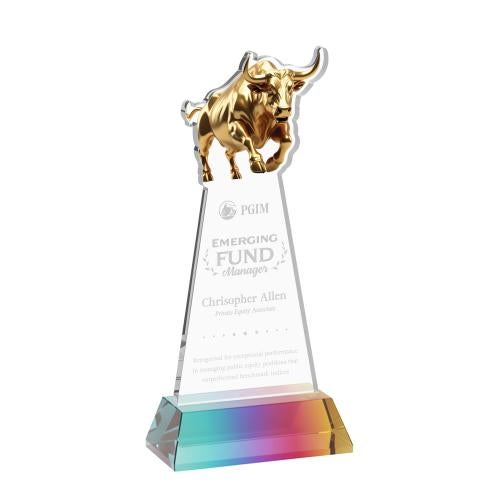 Recognition Awards - Crystal Awards - Raging Bull Award on Hartford Base - Prismatic