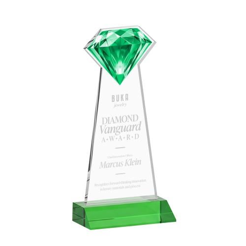 Recognition Awards - Crystal Awards - Gemstone Award - Green