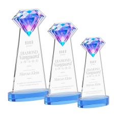 Gemstone Award on Alberton Base - Sky Blue - Colored Crystal Awards