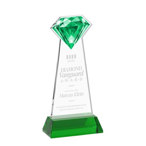 Recognition Awards - Crystal Awards - Gemstone Award on Hartford Base - Green