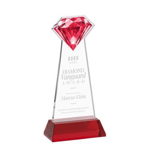 Recognition Awards - Crystal Awards - Gemstone Award on Hartford Base - Red