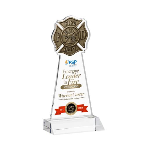 Recognition Awards - Crystal Awards - Fire Dept VividPrint&trade; Award - Clear
