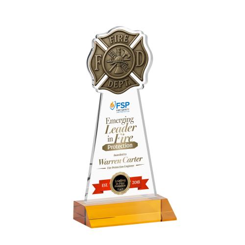 Recognition Awards - Crystal Awards - Fire Dept VividPrint&trade; Award - Amber