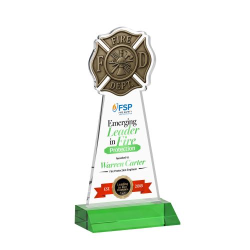 Recognition Awards - Crystal Awards - Fire Dept VividPrint&trade; Award - Green