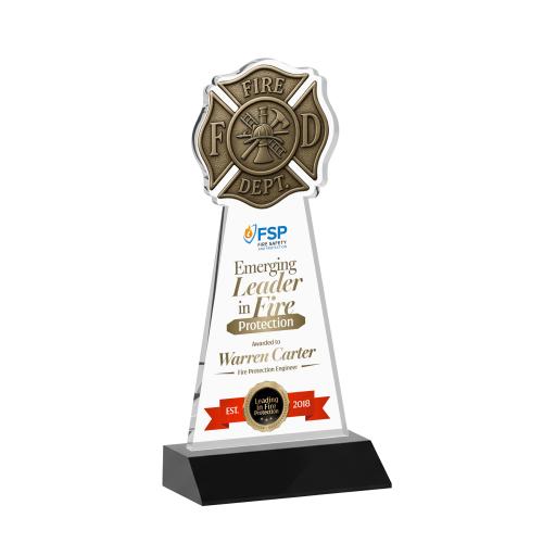 Recognition Awards - Crystal Awards - Fire Dept VividPrint&trade; Award - Black
