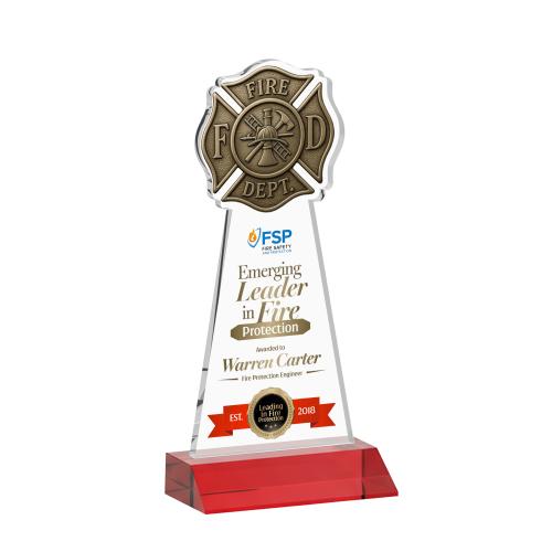 Recognition Awards - Crystal Awards - Fire Dept VividPrint&trade; Award - Red