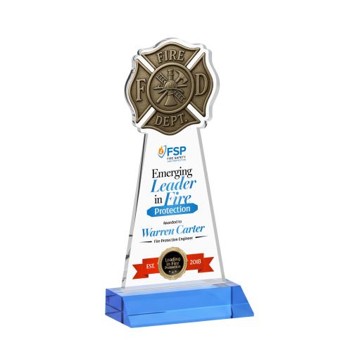 Recognition Awards - Crystal Awards - Fire Dept VividPrint&trade; Award - Sky Blue