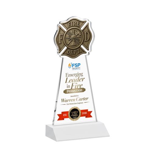 Recognition Awards - Crystal Awards - Fire Dept VividPrint&trade; Award - White