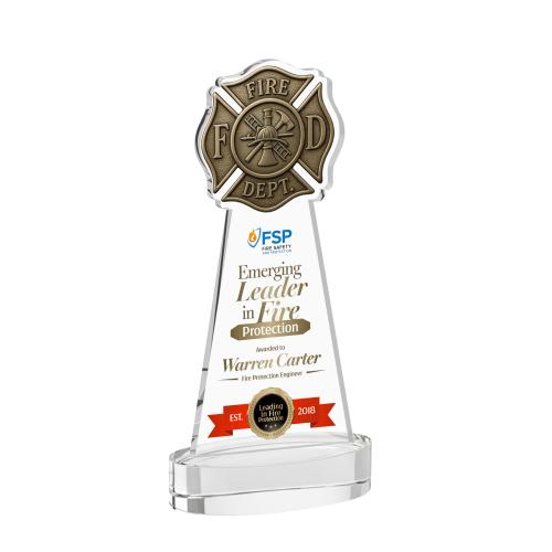 Recognition Awards - Crystal Awards - Fire Dept VividPrint&trade; Award on Alberton Base - Clear