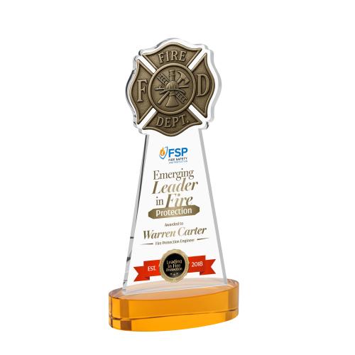 Recognition Awards - Crystal Awards - Fire Dept VividPrint&trade; Award on Alberton Base - Amber