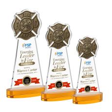 Fire Dept VividPrint Award on Alberton Base - Amber - Colored Glass Awards