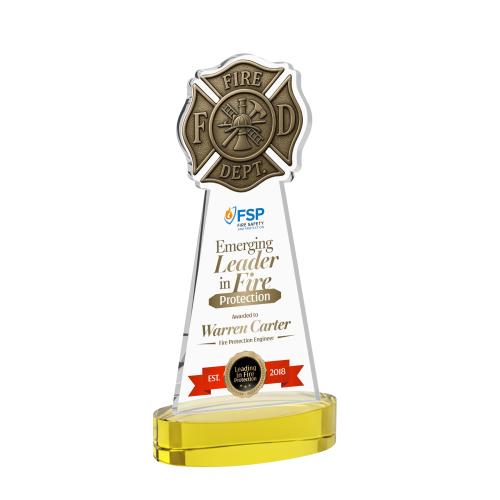 Recognition Awards - Crystal Awards - Fire Dept VividPrint&trade; Award on Alberton Base - Gold