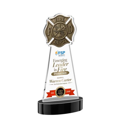 Recognition Awards - Crystal Awards - Fire Dept VividPrint&trade; Award on Alberton Base - Black