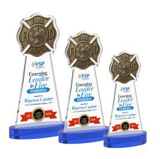 Fire Dept VividPrint Award on Alberton Base - Blue - Colored Glass Awards