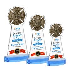 Fire Dept VividPrint Award on Alberton Base - Sky Blue - Colored Glass Awards
