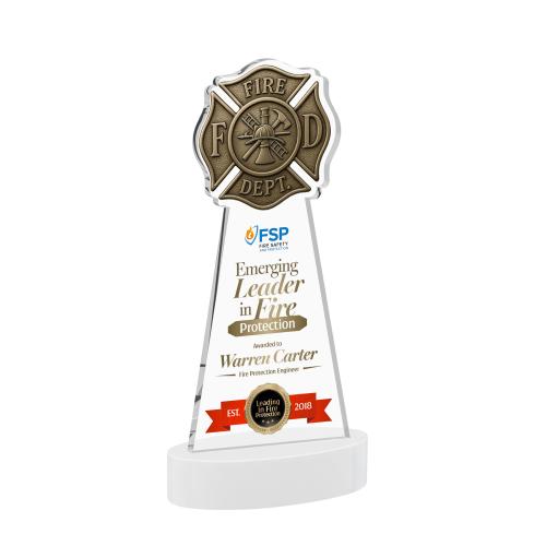 Recognition Awards - Crystal Awards - Fire Dept VividPrint&trade; Award on Alberton Base - White
