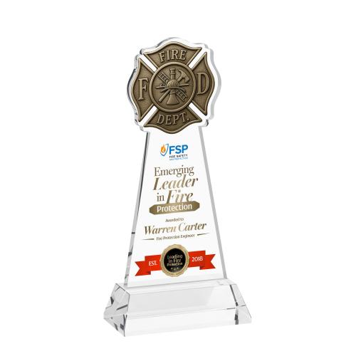 Recognition Awards - Crystal Awards - Fire Dept VividPrint&trade; Award on Hartford Base - Clear