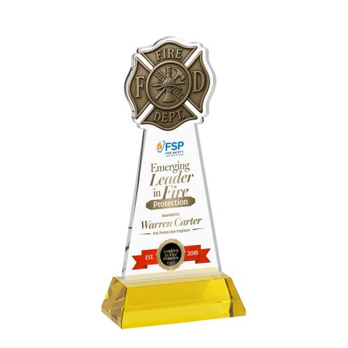 Recognition Awards - Crystal Awards - Fire Dept VividPrint&trade; Award on Hartford Base - Gold