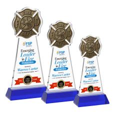 Fire Dept VividPrint Award on Hartford Base - Blue - Colored Glass Awards