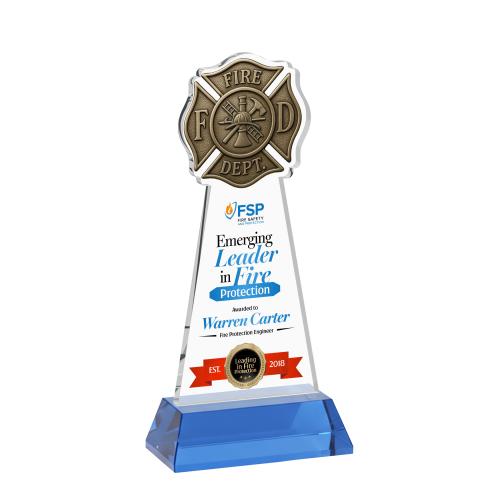 Recognition Awards - Crystal Awards - Fire Dept VividPrint&trade; Award on Hartford Base - Sky Blue